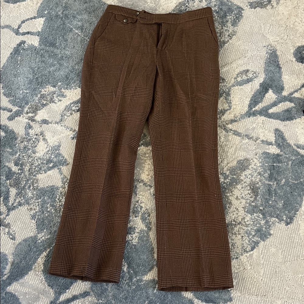 Ralph Lauren Brown Plaid Women's Straight Leg Pants